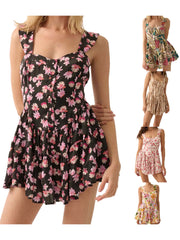 Cyflymder  Elegant V-Neck Lace Dress Sleeveless  Fit Cocktail Party Dress with Zipper Closure and Floral Embroidery