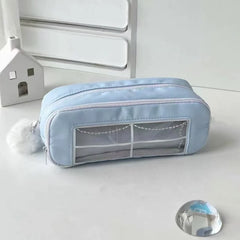 Cyflymder  Simplicity Korean Fashion Sweet Pencil Case for Kids Solid Color Cute Stationery Storage Large Capacity Pen Bag School Supplies