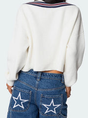 Cyflymder  Women s Cozy Oversized Sweaters with V Neckline and Striped Detailing Perfect for Fall and Winter Fashion