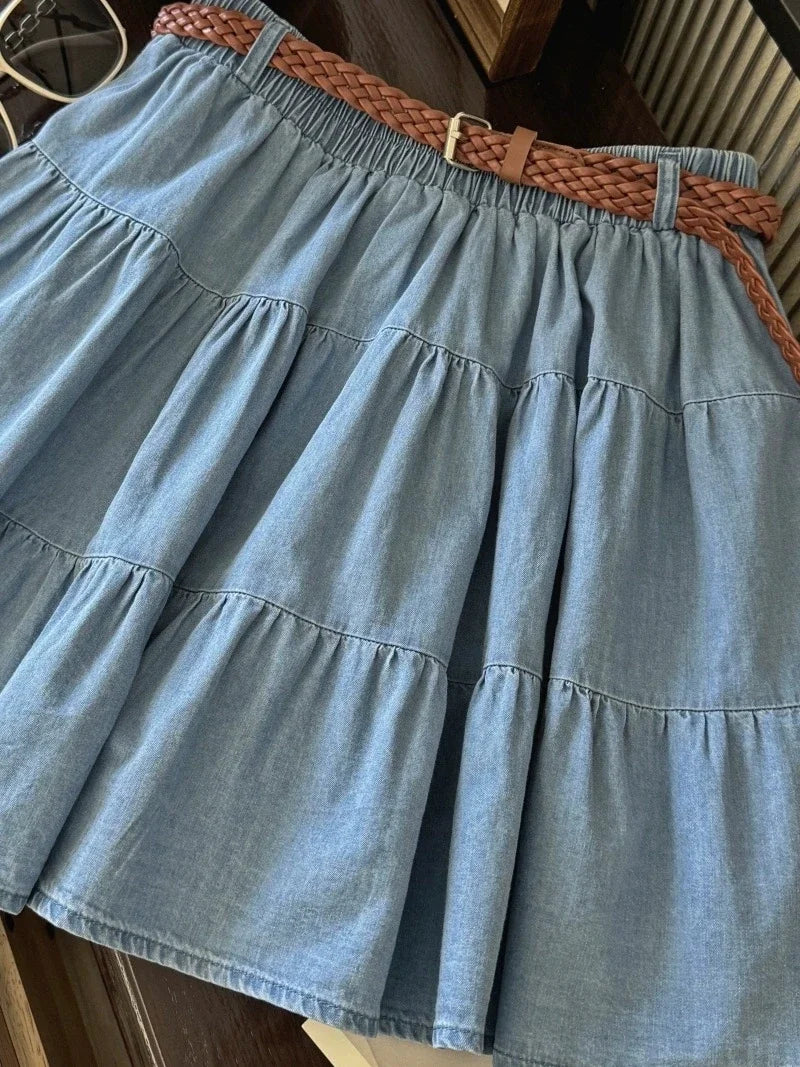 Cyflymder  Denim Skirt Women Vintage Streetwear Korean Fashion High Waist Skirt Harajuku Casual Mini Skirt 2025 Summer New