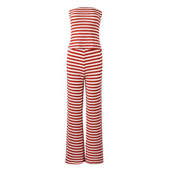 Cyflymder  New Spring Summer Striped 2 Piece Set Women Casual Strapless Sleeveless Back Lace-up Crop Top and Pants Matching Outfit