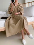 Cyflymder New Hooded Oversize Women's Shirts Dresses Puff Sleeve Solid Casual Loose Straight Long Dress Female Spring Autumn