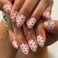 Cyflymder  Bowknot Pearl French Brown Wearable Nail Art White Round Polka Dot Fake Nails Detachable Finished False Nails Press on Nails