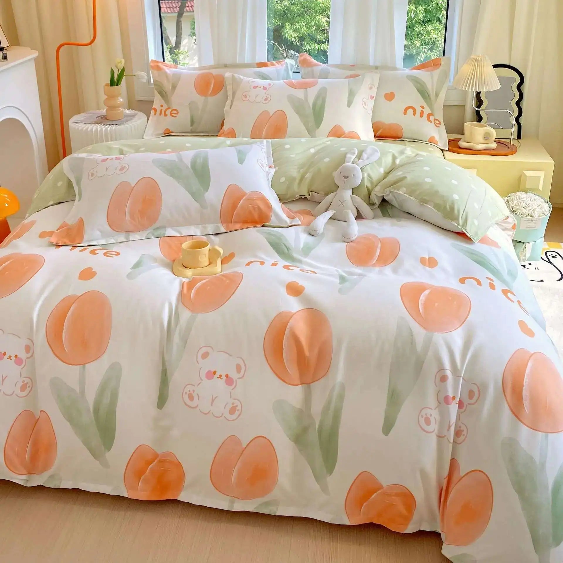 Cyflymder  New Cotton Duvet Cover, Long Staple Cotton Bed Sheet, Thickened And Brushed Four Piece Set, Student Dormitory Three Piece Set