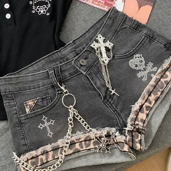 Cyflymder   American Spicy Girl Low Waisted Denim Shorts Women Summer Tight Fitting Hot Slim Sexy Straight Leg Slimming Shorts