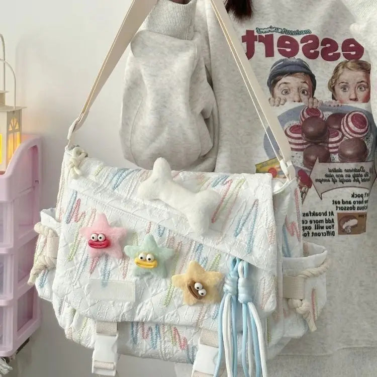 Cyflymder  Stylish Backpack Large Capacity Crossbody Bag for School Commuter, Soft Girl Casual Backpack or Shoulder Bag