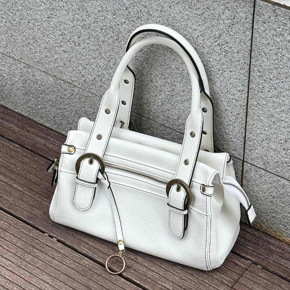 Cyflymder  Hot Girl White Leather Shoulder Bag Large Capacity Tote Bag Women Designer Luxury Bag Ladies Versatile Commuter Handbag Y2k 2025
