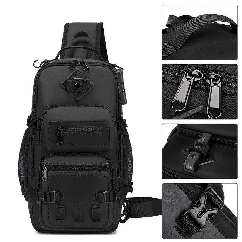 Cyflymder  Men's Tactical Chest Bag Multifunctional Sling Backpack Outdoor Hiking Climbing Trekking Rig Pouch Casual Messenger Fanny Pack