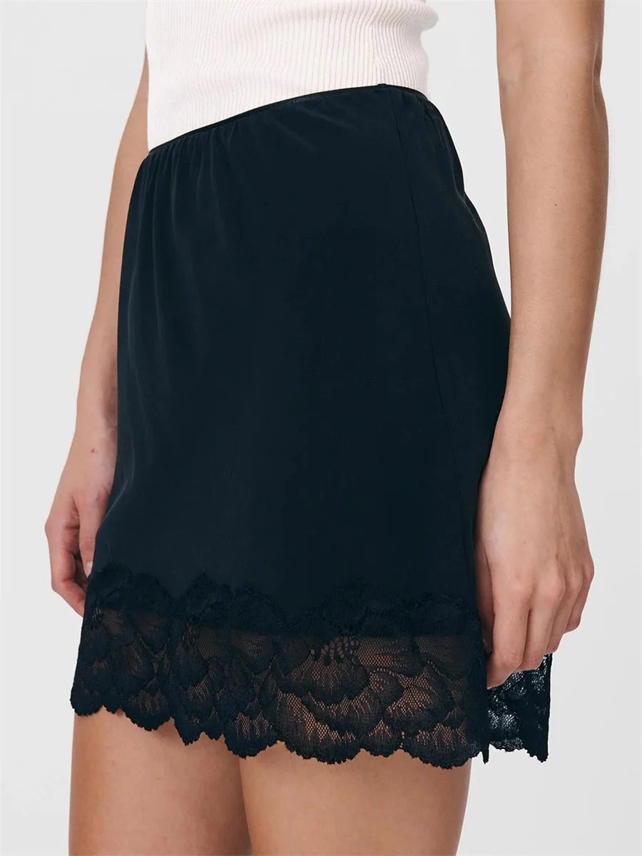 Cyflymder  Women s Lace Trimmed Half Slip Skirt Extender with Adjustable Elastic Waistband - Mini Underskirt Dress Enhancer