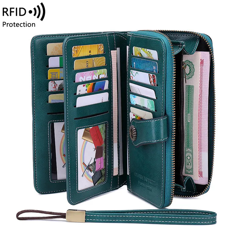 Cyflymder High Quality Women Wallet RFID Anti-theft Leather Wallets For Woman Long Zipper Large Ladies Clutch Bag Female Purse Card Holder