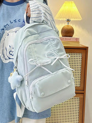 Cyflymder  Bow Sweet Backpack for Students Japanese Style Large Capacity Commuting Class Backpacks