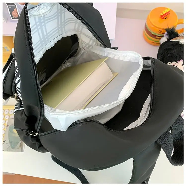 Cyflymder  Y2k Aesthetic Contrast Color Plaid Schoolbags Women Preppy Kawaii All Match Ita Bags Transparent High-capacity Student Backpacks