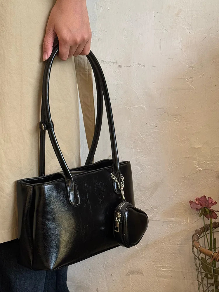 Cyflymder  Korean Long Handle Shoulder Bag, Large Capacity Women's Commuting Tote Bag, Fashionable and Elegant Wine Red Bridal Bag