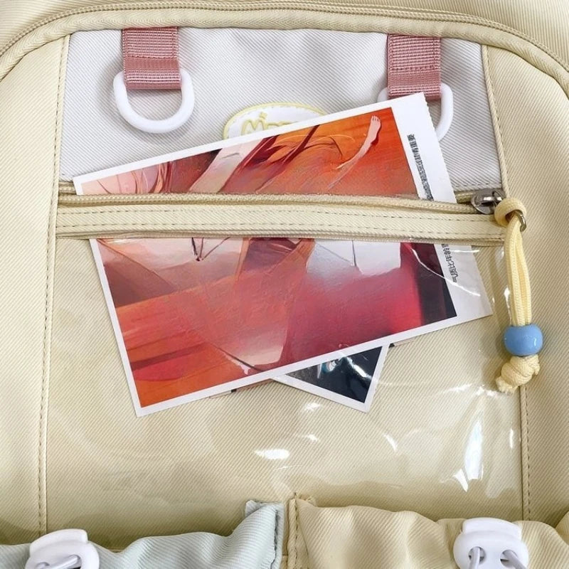 Cyflymder  Patchwork Contrast Color Kawaii Chic Schoolbags High-capacity Preppy Pockets Backpack All Match Y2k Backpacks for Women Students