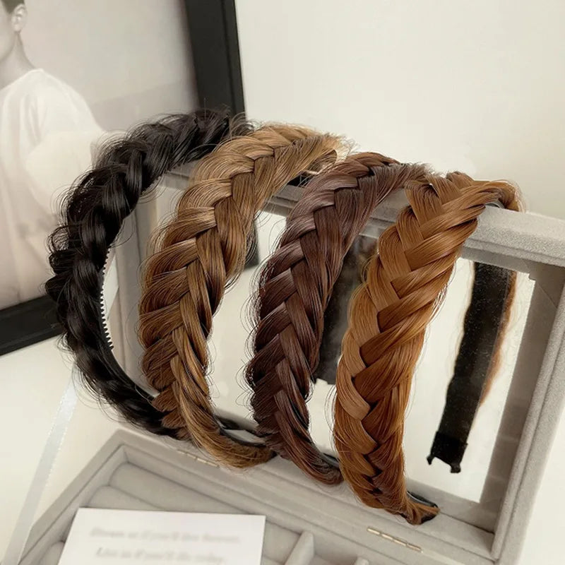 Cyflymder Women Synthetic Wig Twist Braided Hair Bands Fashion Braids Hair Accessories Women Bohemian Nature Headband Stretch for Party