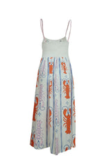 Cyflymder  Retro Luxury Sardines Dress For Women Sexy Hand-Painted Printed Elegant Vest Summer Ladies Tight Chic Strap Long Dress