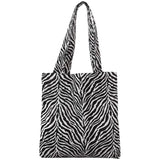 Cyflymder Vintage Women Shoulder Bag Creative Zebra Stripes Canvas Tote Handbags Large Capacity Underarm Bag Female Travel Shopping Bags