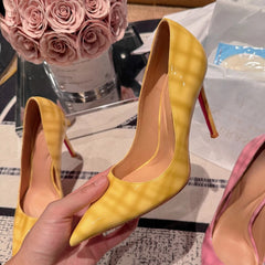 Cyflymder  New 12cm gradient patent leather pointed high heels for women's fashion, slim heels, versatile, and shallow single shoes