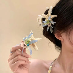 Cyflymder  New Ocean Starfish Series Hair Claw Flower Starfish Shell Hairpins Crab Hair Clips for Woman Vacation Beach Hair Accessories