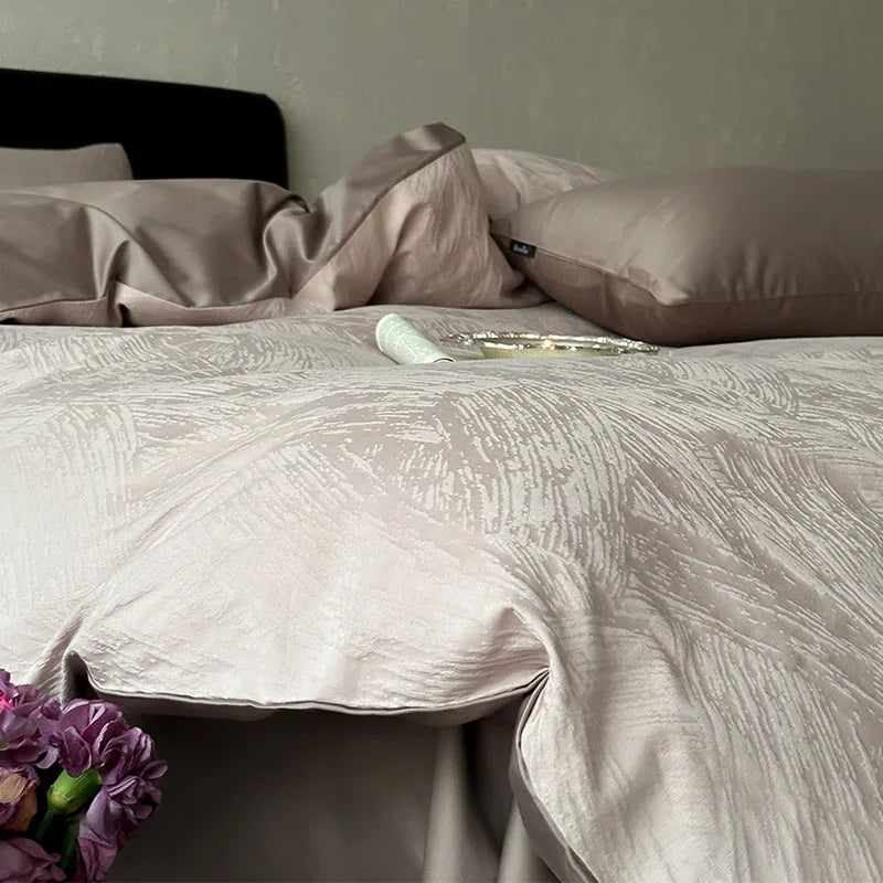 Cyflymder  Premium 100S Pure Cotton Jacquard Bedding Sets Luxury Skin Friendly Smooth Quilt Cover Kit Bed Linens for Adults and Children