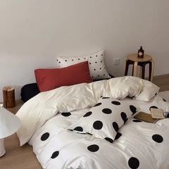 Cyflymder   Pure cotton simple relaxation polka dot five-piece set pure cotton student dormitory household four-piece set