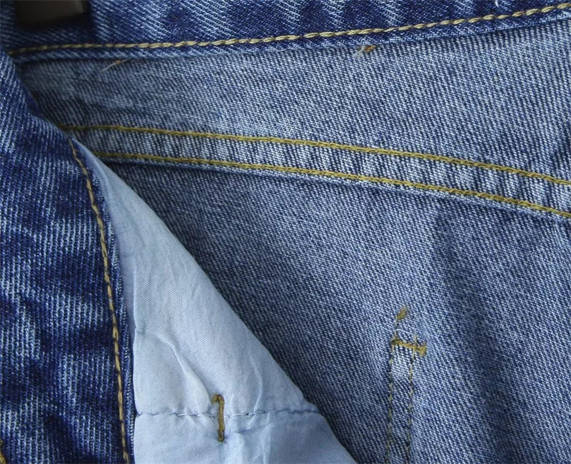 Cyflymder  High Waist Straight Leg Blue Waed Denim orts High Quali Wide Leg Five orts American Retro Deep Blue Jeans orts