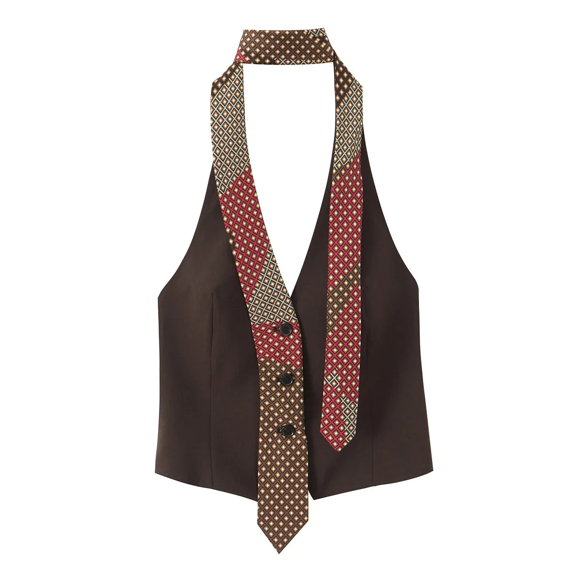 Cyflymder  Women's Vintage Sexy Vest with Tie, Halter Buttons, Sleeveless Tops, Elegant Romance, Spring and Autumn Fashion