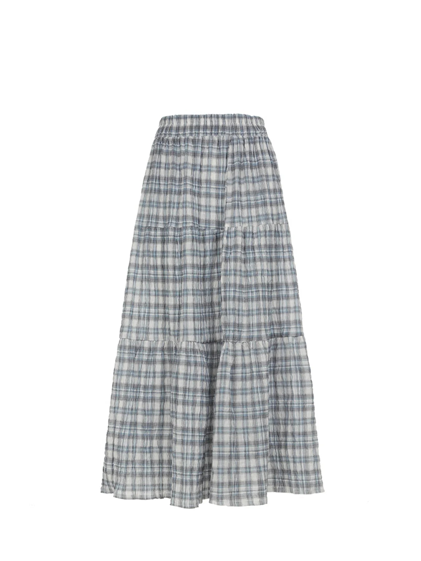 Cyflymder  Casual Sweet Plaid A-Line Skirts Holiday Mid-Waisted Maxi Skirts Women 2025 Summer Fashion Streetwear Preppy Style Lady