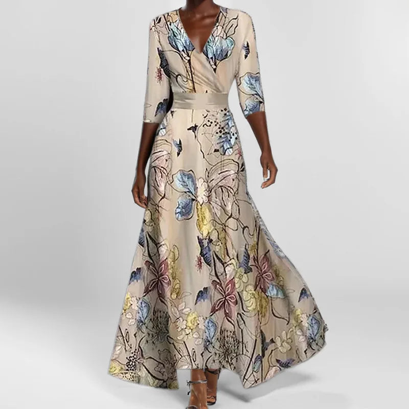 Cyflymder  Print Midi Dr for Women with Giant Hemline And Belt Loose Fit Sve Semi Casual Perfect Gift Ideal Cotail Dr...