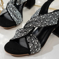 Cyflymder  Summer Woman Rhinestone Design Shoes Casual Thick-soled Non-slip Outdoor Sandals Unique Fashion High Heel Sandals 8658