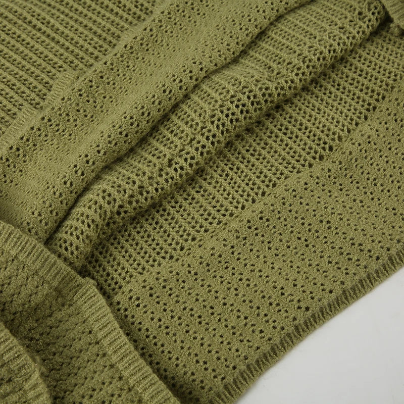 Cyflymder  Green Pleated Hem Knit Mini Dress Sexy See Through Strap Bodycon Dresses Concert Outfits For Women Summer Vocation Robe