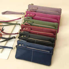 Cyflymder  New Fashionable Simple Long Women's Wallet Fashionable Genuine Leather Handbag Korean Style Thin Car Sewing Line Zipper Handbag