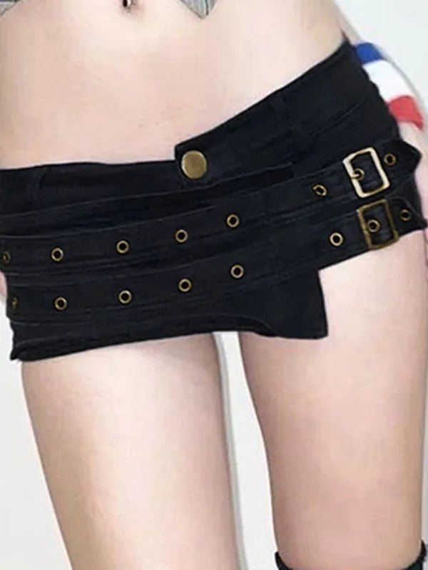 Cyflymder  Sexy Slim Fit Waist Bule Super ort Pants Asymmetric Street Sle Low Waist Tee-quarter Length Thin Fabric Summer Faion