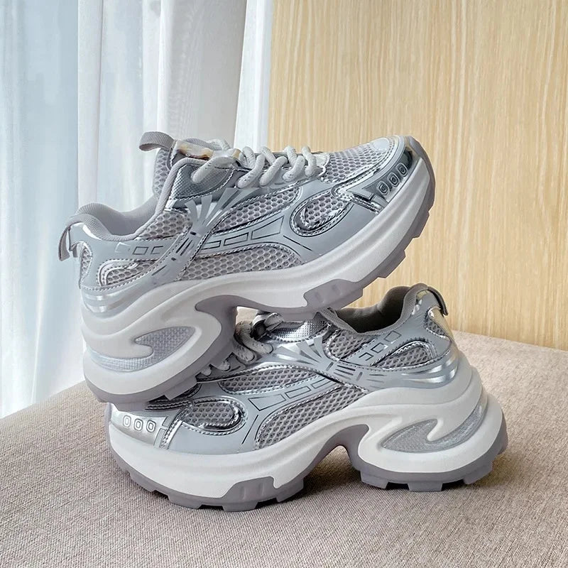 Cyflymder  Summer New Women's Sneakers Versatile Casual Shoes Lightweight Soft Bottom Thick Base Mesh Face Ins Trendy Shoes