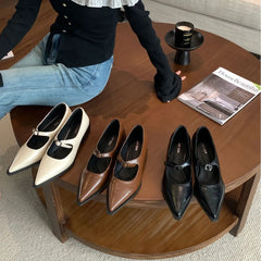 Cyflymder  Shoes Woman 2025 Female Footwear Pointed Toe All-Match Shallow Mouth Casual Sneaker New Dress Summer Moccasin Solid PU Fabric