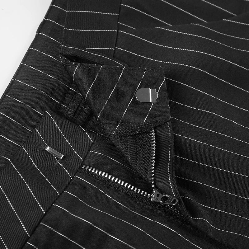 Cyflymder  Elegant Fashion Striped Pants Sets Women 2025 Sexy Slim 2 Piece Sets V-Neck Sleeveless Crop Tops Mid-Waisted Suit Pants