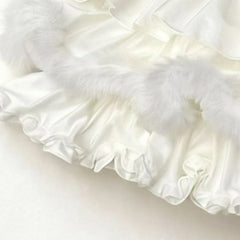 Cyflymder   Autumn Winter Kawaii Lolita Fluffy Mini Skirts Women Sweet Plush Short Pumpkin Cake Skirt Sa Line Pleated Skirt Y2k Faldas Mujer