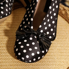 Cyflymder  Bow Tassel Decoration Chunky Heel Women Pumps Fashion Polka Dot Elegant High Heels for Ladies Spring Party Designer Shoes