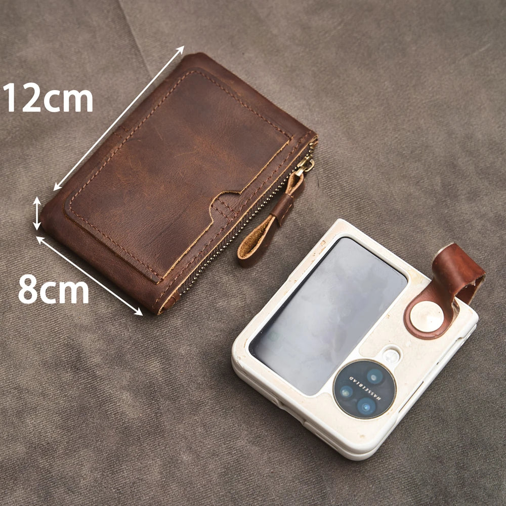 Cyflymder Genuine Leather Coin Purse for Men Women Mini Zipper Wallet Small Money Pocket Bag Female Money Wallets Men Card Holder