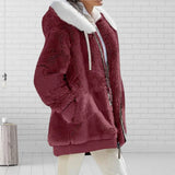 Cyflymder Women Winter Coat Solid Color Long Sleeves Zipper Cardigan Loose Warm Furry Plush Plus Size Lady Coat Winter Clothes