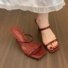 Cyflymder  Fashion Relaxation High Quality Slipper for Women Summer Square Toes Open Toe Elegant Comfort Women Slipper 546