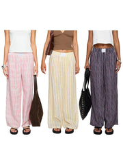 Cyflymder  Women s Plaid Print Relaxed Fit Pants with Adjustable Drawstring Waistband for Versatile Styling Options Throughout the Year