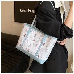 Cyflymder  Harajuku Aesthetic Bear Print Pink Handbag Women Versatile Large Capacity Shoulder Bags Wallet Female Retro Casual Tote Bag 2025