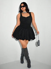 Cyflymder  Plus Size Women Dresses Sexy Party Dress New Style Mini Dress Sleeveless  High Waist Bodycon Mini Dress