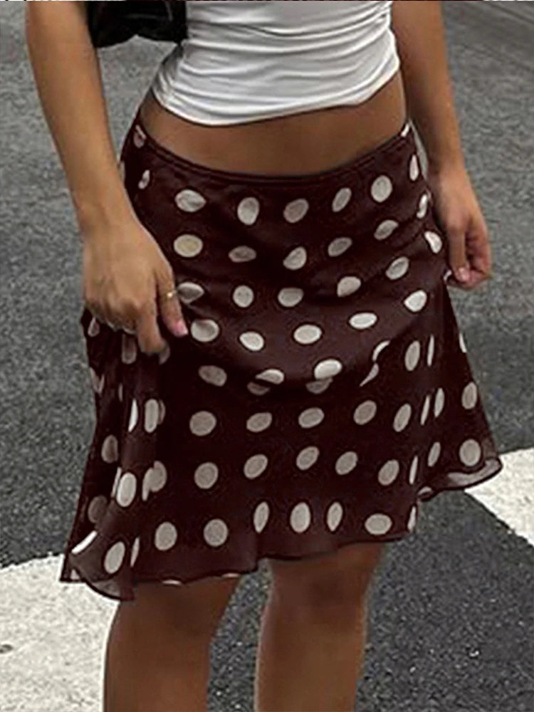 Cyflymder  Sexy Women's Mini Skirt Black Summer New Fashion Zipper Casual Slim Dot Print Skirt Elegant Versatile Sexy Female Knitted Skirt