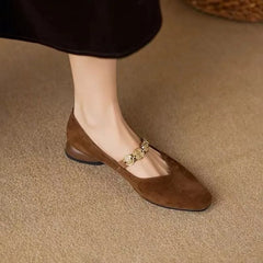 Cyflymder  Spring and Autumn Women Flats New Square Toe Soft Leather Ladies Casual Shoes Big Size Relaxation Comfort Women Dress Shoes 045