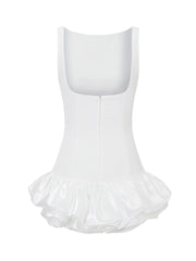 Cyflymder  Women Summer Mini Tank Dress Sleeveless Round Neck Solid Color  Bud Hem Dress