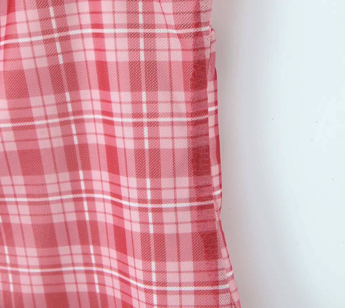 Cyflymder  2 pieces 1 set 2025 Sexy Mesh Plaid Contrast Color Elastic Strap Camisole Tank top + Ruched Low Waist Mini Shorts Skinny Suits