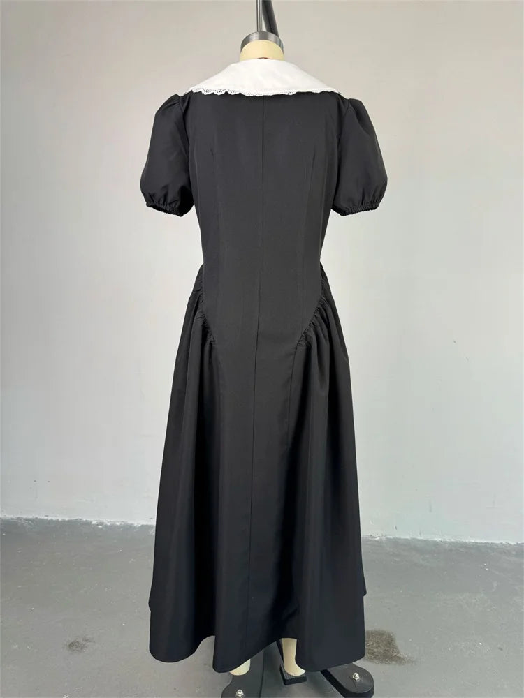 Cyflymder  Long Dresses Women Sexy V Neck Short Sleeve Sweet Dress Elegant New in Summer Fashion Street Wear