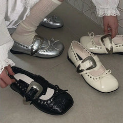 Cyflymder   Punk Style Women's Mary Jane Shoes Luxury Metal Decoration Casual Shoes for Woman Fashion Flat Shoe Designer Shoes Zapatos Mujer